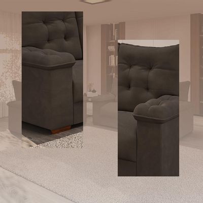 Conjunto Sofá 3 E 2 Lugares Irlanda Veludo Marrom