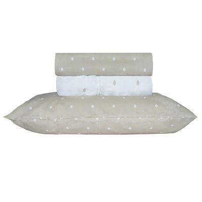 Jogo de Cama Duplo Queen 4 Peças Percal 180 Fios Petit Fendi Sonhare Prata