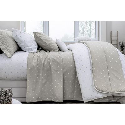 Jogo de Cama Duplo Queen 4 Peças Percal 180 Fios Petit Fendi Sonhare Prata