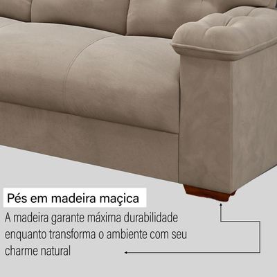Sofá Cama Retrátil 4 Lugares Bárbara 2,60m Veludo Cinza