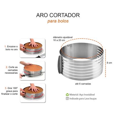 Cortador de Bolo Camadas e Nivelador Fio Duplo Aço Inox