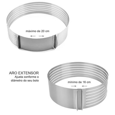 Cortador de Bolo Camadas e Nivelador Fio Duplo Aço Inox