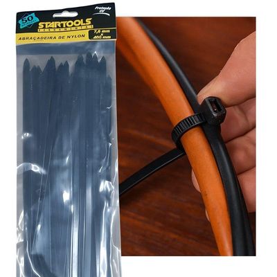 Abraçadeira De Nylon 40cm X 7,6mm Com 50 Unidades - Preta