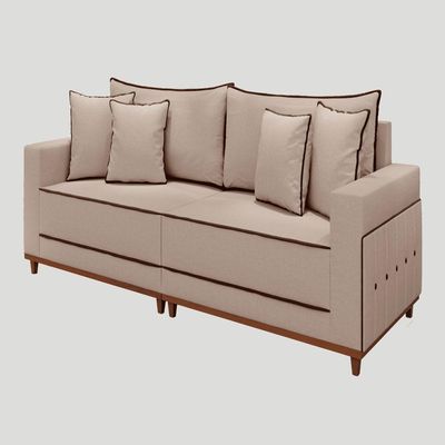 Sofá Fixo 4 Lugares Verona 2,56m Linho Creme