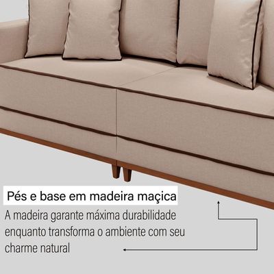 Sofá Fixo 4 Lugares Verona 2,56m Linho Creme