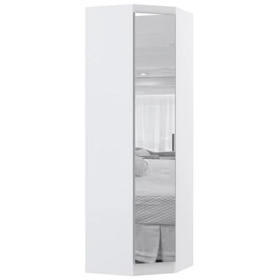 Guarda Roupa Canto Obliquo 70cm Espelho Taiga Branco L01 - Mpozenato