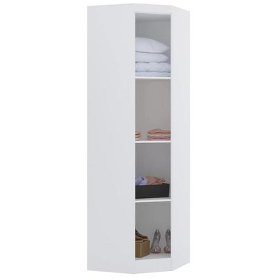 Guarda Roupa Canto Obliquo 70cm Espelho Taiga Branco L01 - Mpozenato