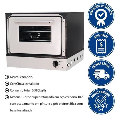 Forno Profissional Venâncio A Gás Linha Bravo Cinza Esmaltado Sem Pé Brf (16536)