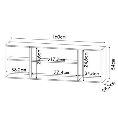 Armário De Cozinha Aéreo 160cm 4 Portas Nevada Branco/preto - Lumil