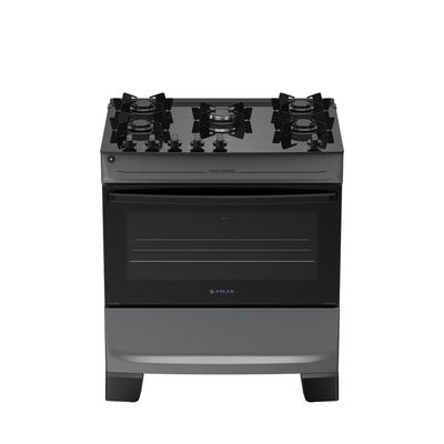 Fogão 5 Bocas Atlas Mônaco Top Glass Automático Mesa De Vidro Titanium Bivolt