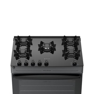 Fogão 5 Bocas Atlas Mônaco Top Glass Automático Mesa De Vidro Titanium Bivolt