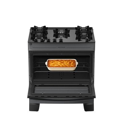 Fogão 5 Bocas Atlas Mônaco Top Glass Automático Mesa De Vidro Titanium Bivolt