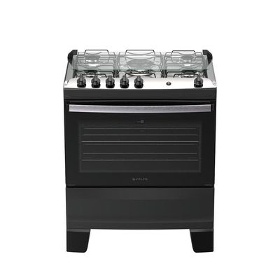 Fogão 5 Bocas Atlas Agile Up Automático Mesa Inox Preto Bivolt
