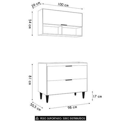 Armário De Cozinha Cp01 Para Pia 100cm Pérola Z34 Preto - Mpozenato