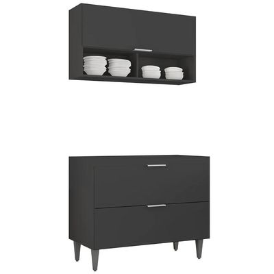 Armário De Cozinha Cp01 Para Pia 100cm Pérola Z34 Preto - Mpozenato
