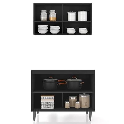 Armário De Cozinha Cp01 Para Pia 100cm Pérola Z34 Preto - Mpozenato