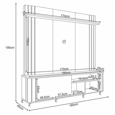 Estante Home Theater Trinus Cinamomo Off White Com Mesa De Centro Cadenza Off White Cinamomo - Hb Móveis