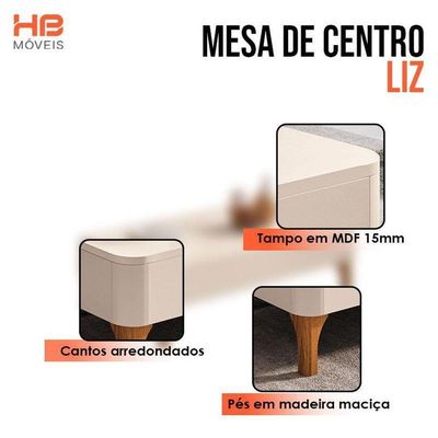 Estante Home Theater Trinus Cinamomo Off White Com Mesa De Centro Liz E Aparador Fiero Off White - Hb Móveis