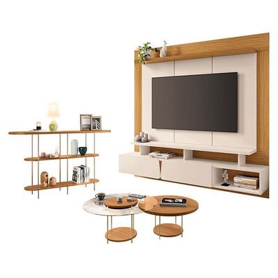 Home Suspenso Zenith Off White Cinamomo Com Kit Mesa De Centro Sky E Aparador Infinity Cinamomo - Hb Móveis