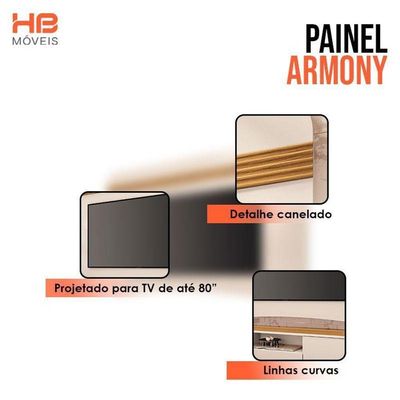 Painel Suspenso Armony Off White Cinamomo Com Mesa De Centro Cadenza Off White Cinamomo - Hb Móveis