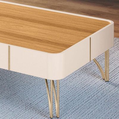Painel Suspenso Armony Off White Cinamomo Com Mesa De Centro Cadenza Off White Cinamomo - Hb Móveis