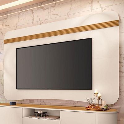 Painel Suspenso Armony Off White Cinamomo Com Mesa De Centro Cadenza Off White Cinamomo - Hb Móveis