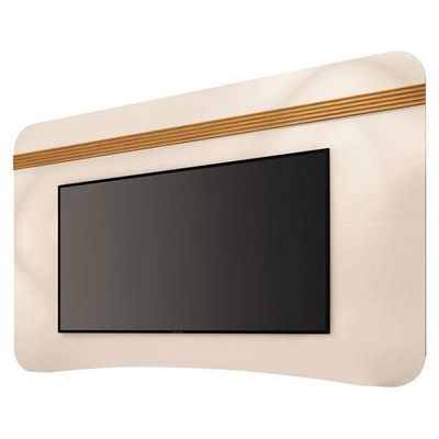 Painel Suspenso Armony Off White Cinamomo Com Mesa De Centro Sky Com Tampo De Vidro Cinamomo - Hb Móveis