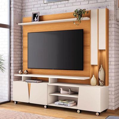 Estante Home Theater Virtus Cinamomo Off White Com Mesa De Centro Cadenza Off White Cinamomo - Hb Móveis