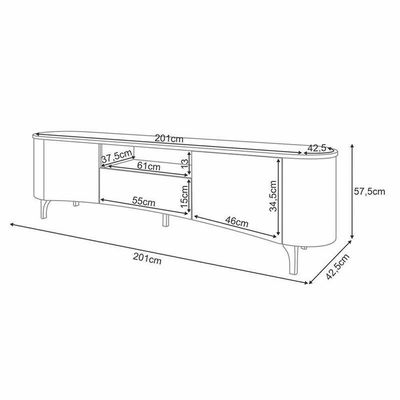 Rack Bancada Elara E Painel Armony Cinamomo Com Aparador Fiero Off White Cinamomo - Hb Móveis