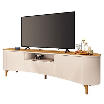 Rack Bancada Elara Off White Cinamomo Com Aparador Infinity Off White - Hb Móveis