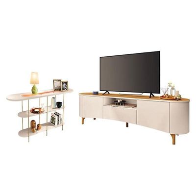 Rack Bancada Elara Off White Cinamomo Com Aparador Infinity Off White - Hb Móveis