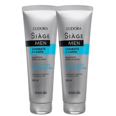 Kit 2 Shampoo Anticaspa Masculino Combate A Caspa 250ml Eudora Siàge