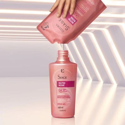 Kit 2 Refil De Shampoo Nutri Rosé Nutrição Raiz E Pontas 400ml Eudora Siàge