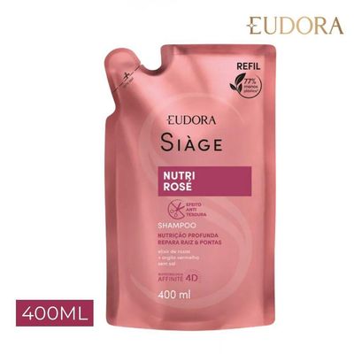 Kit 2 Refil De Shampoo Nutri Rosé Nutrição Raiz E Pontas 400ml Eudora Siàge