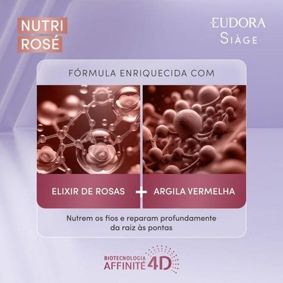 Kit 2 Refil De Shampoo Nutri Rosé Nutrição Raiz E Pontas 400ml Eudora Siàge