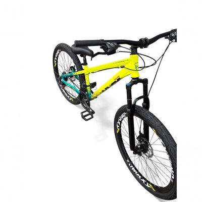 Bicicleta aro26 VikingxTuff Freeride 21v aroVmaxx FreioDisco Garfo Suspensão Pneu Flame AmareloVerde