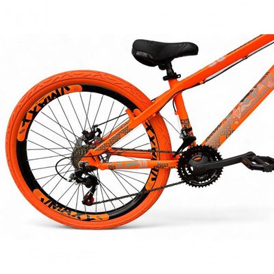 Bicicleta aro26 Vikingx Tuff Freio Hidráulico 21v Freeride Rodas Vmaxx Suspensão Pneu Flame laranja