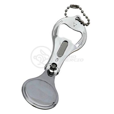 Kit 5 Cortador De Unha Com Lixa Pé E Mão Aço Inox Abridor De Garrafa Chaveiro 3 Em 1 Atacado Redondo