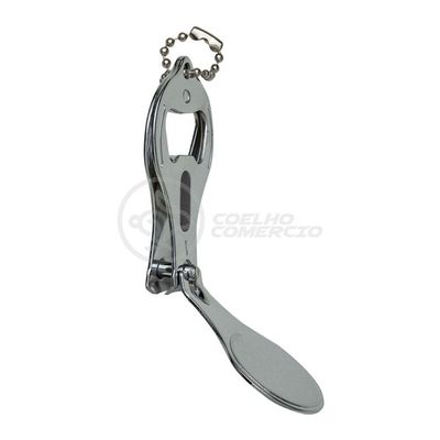 Kit 5 Cortador De Unha Com Lixa Pé E Mão Aço Inox Abridor De Garrafa Chaveiro 3 Em 1 Atacado Redondo