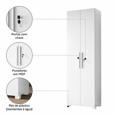 Armário Multiuso Com Chave 211cm Nt4050 Branco Notável Móveis