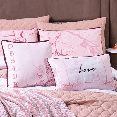 Kit Edredom Casal Padrão Verano Com Almofadas Estampadas 07 Peças - Dupla Face Percal 300 Fios Cor Love