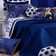 Kit Cobre Leito Colcha Solteiro Futebol Game Azul Marinho/branco Dupla Face Com Almofadas 06 Peças