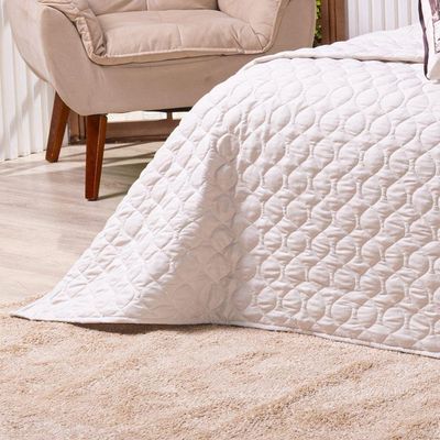 Kit Cobre Leito Colcha Queen Country Com Almofadas Estampadas 07 Peças - Dupla Face Percal 300 Fios Matelado Cor Caqui