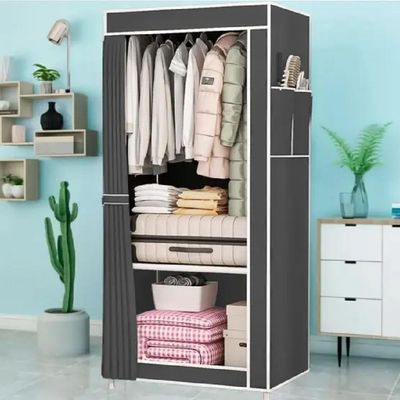 Organizador De Brinquedos E Roupas Armario Guarda Roupa Portatil Sapateira Prateleiras Quarto Toalha Roupa Cama Cinza