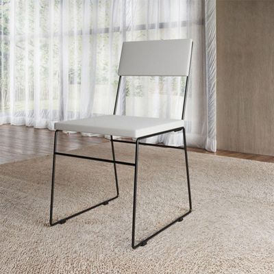 Kit 2 Cadeiras De Jantar Málaga Corino Base Preto Para Mesa Sala Cozinha E Decoração - Preto-branco