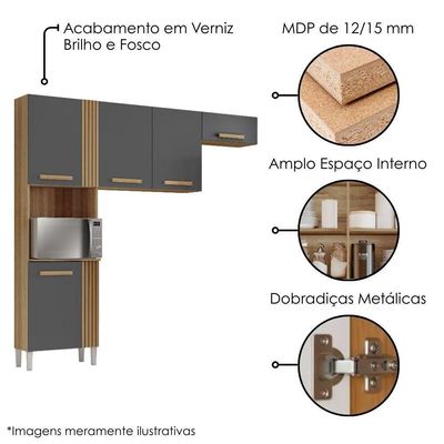 Cozinha Compacta 5 Portas Juma 210 Cm Atacama Grafite Armoveis Atacama Grafite