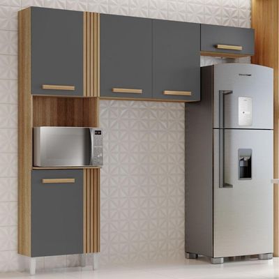 Cozinha Compacta 5 Portas Juma 210 Cm Atacama Grafite Armoveis Atacama Grafite