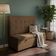 Canto Alemão Recamier Bau + Painel Madri 120cm Corino Marrom - Inova Decor