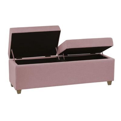 Canto Alemão Recamier Bau + Painel Madri 140cm Suede Rose - Inova Decor