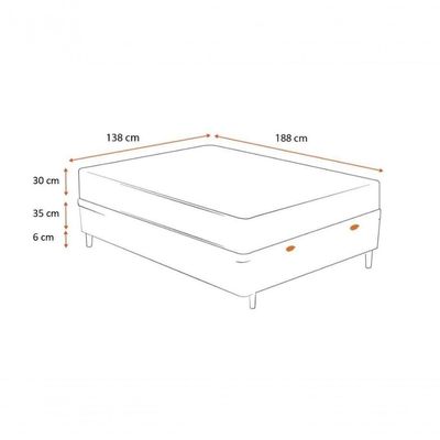 Cama Box Baú Casal 138 Tecido Sintético Preto Com Colchão Ortobom Airtech Spring Pocket D26 Bege 70x138x188